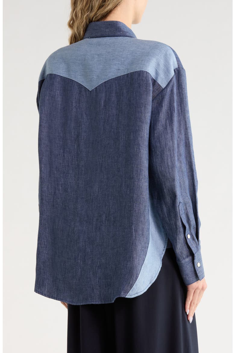 Austin Hemp Button-Up Shirt, Alternate, color, MEDIUM INDIGO / LIGHT INDIGO