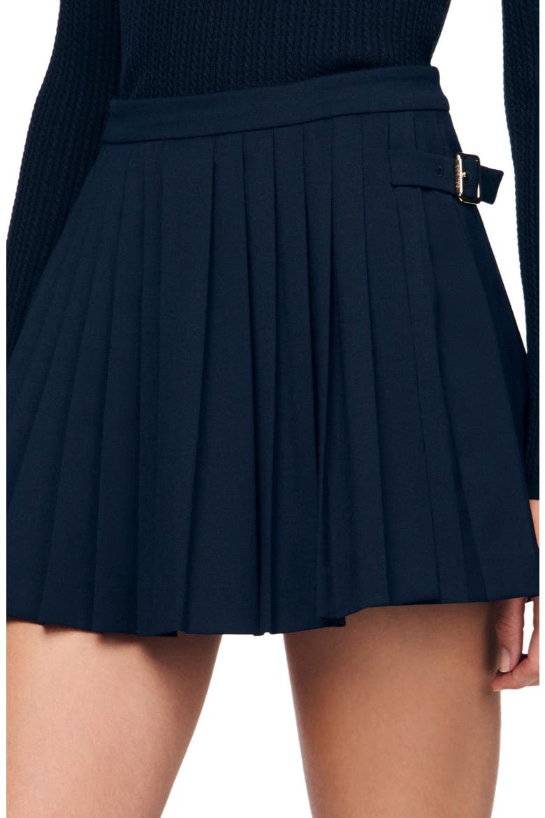 Buckle accent pleated skort, Alternate, color, Navy blue