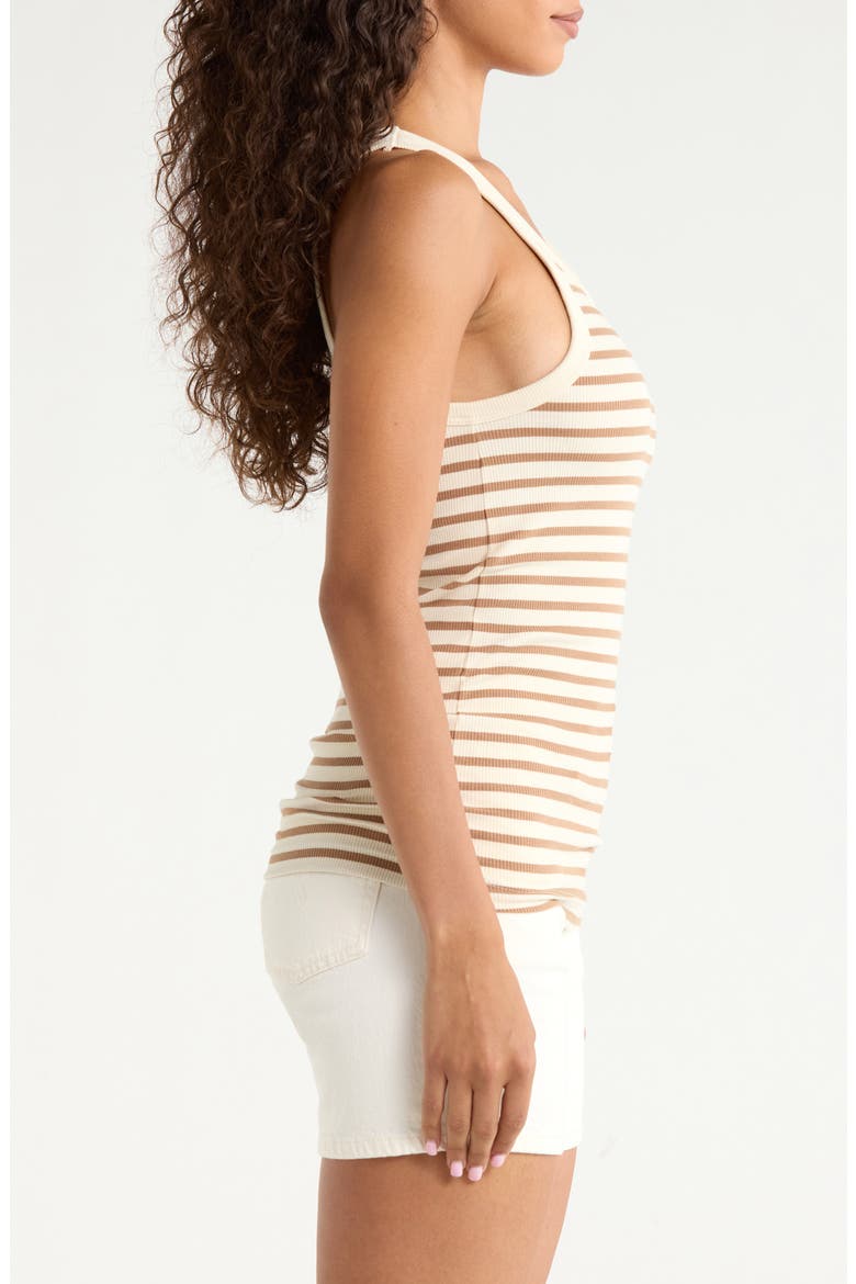 Surfside Stripe Stretch Organic Cotton Rib Tank, Alternate, color, WOODSMOKE STRIPE