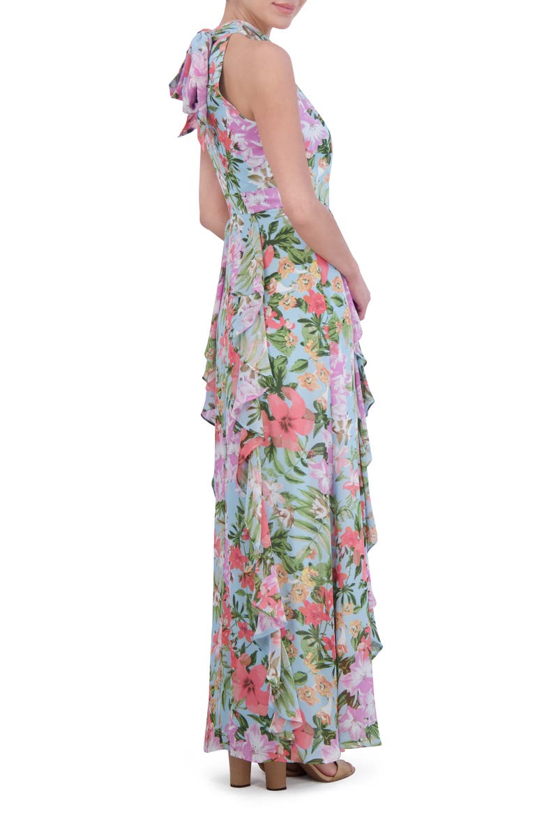 Floral Ruffle Detail Maxi Dress, Alternate, color, LIGHT BLUE