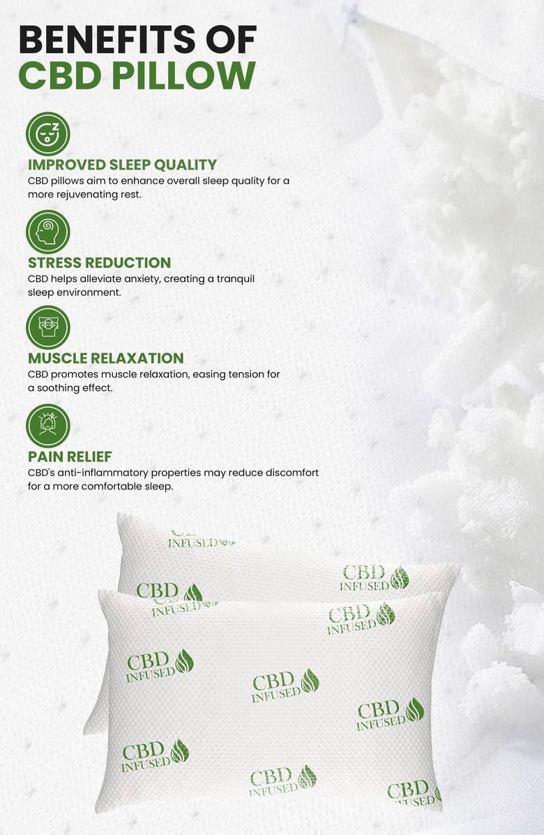 Luxury Home 2-Pack Infused Memory Foam Pillows, Alternate, color, Cbd