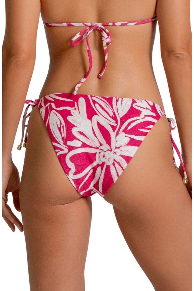 Beaded Embroidered American Fit Side Tie Bikini Bottoms, Alternate, color, RASPBERRY