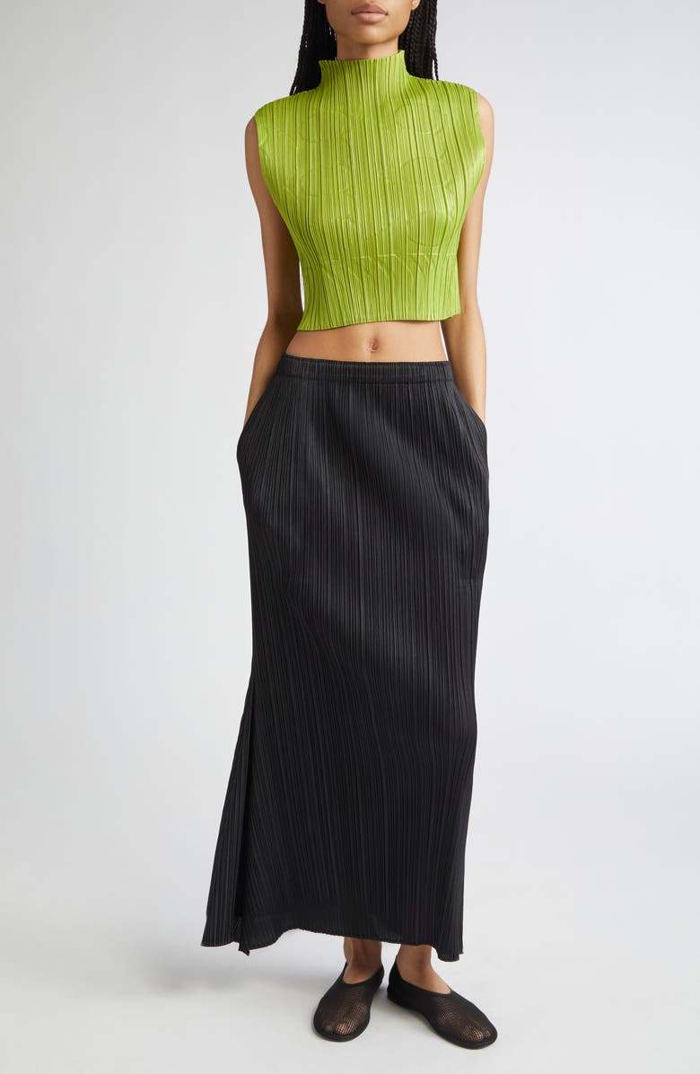 Pleats Please Issey Miyake Ole Pleated A-Line Skirt, Alternate, color, Black