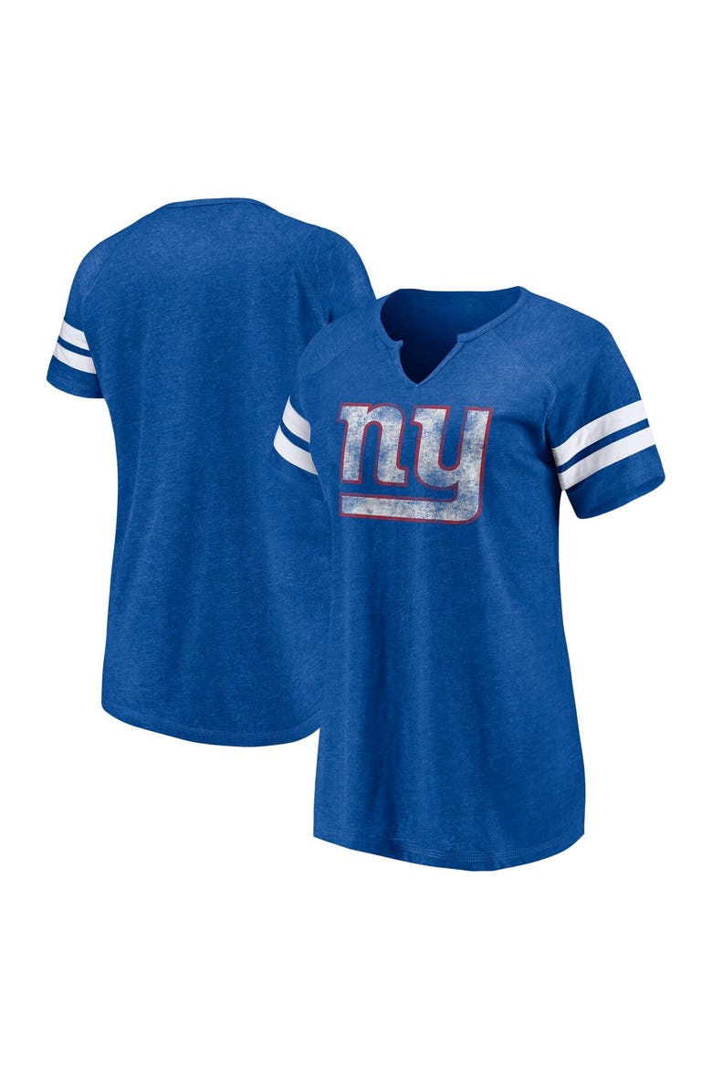 Women's Fanatics Branded Royal New York Giants Plus Size Raglan Notch Neck T-Shirt, Main, color, Royal