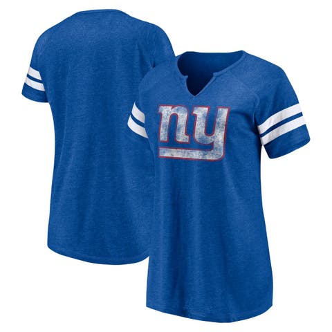 Women's Fanatics Branded Royal New York Giants Plus Size Raglan Notch Neck T-Shirt