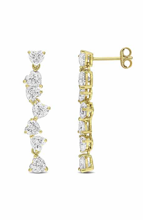 Heart Moissanite Drop Earrings