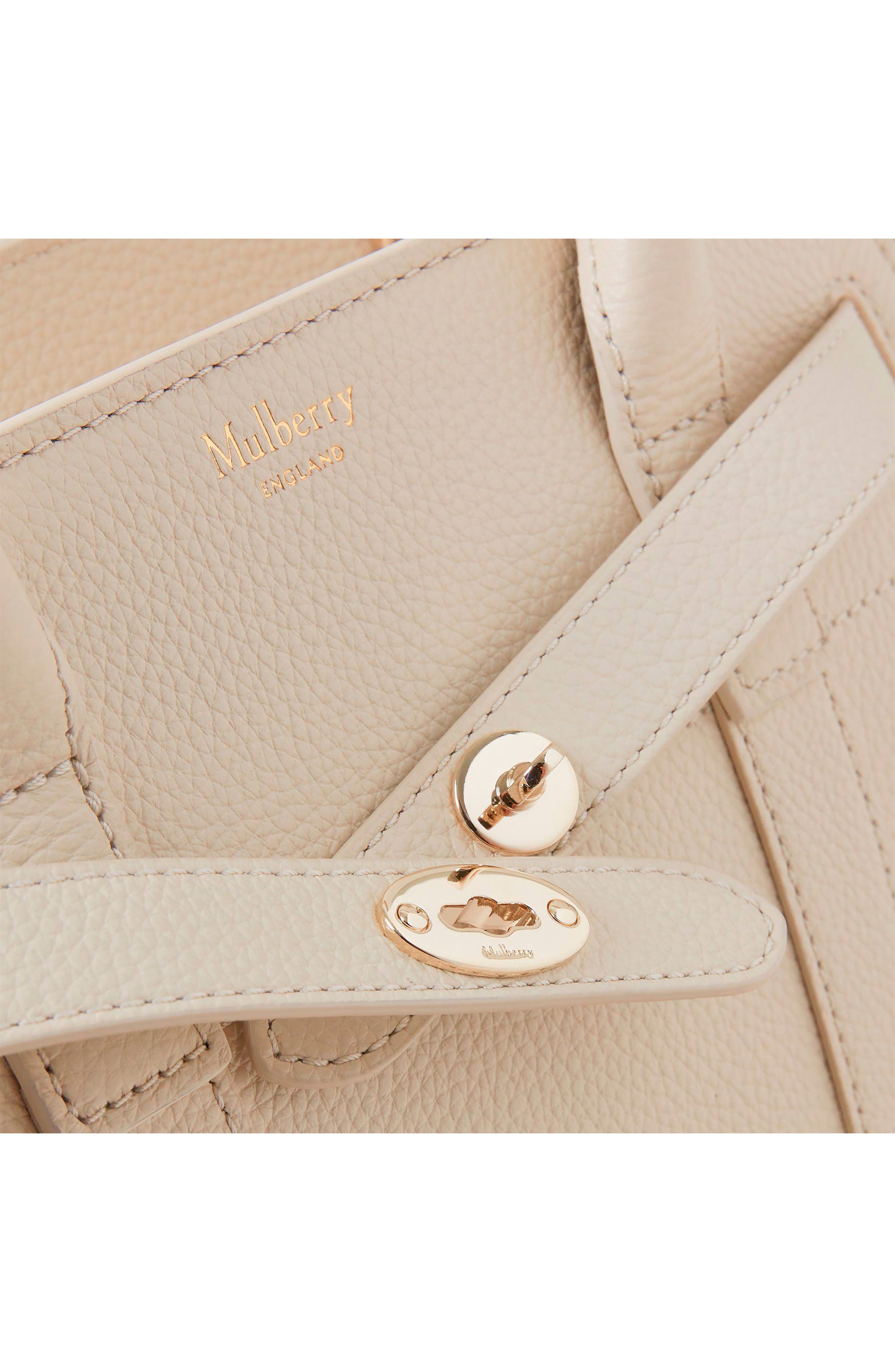 Mini Zipped Bayswater Leather Tote, Alternate, color, CHALK