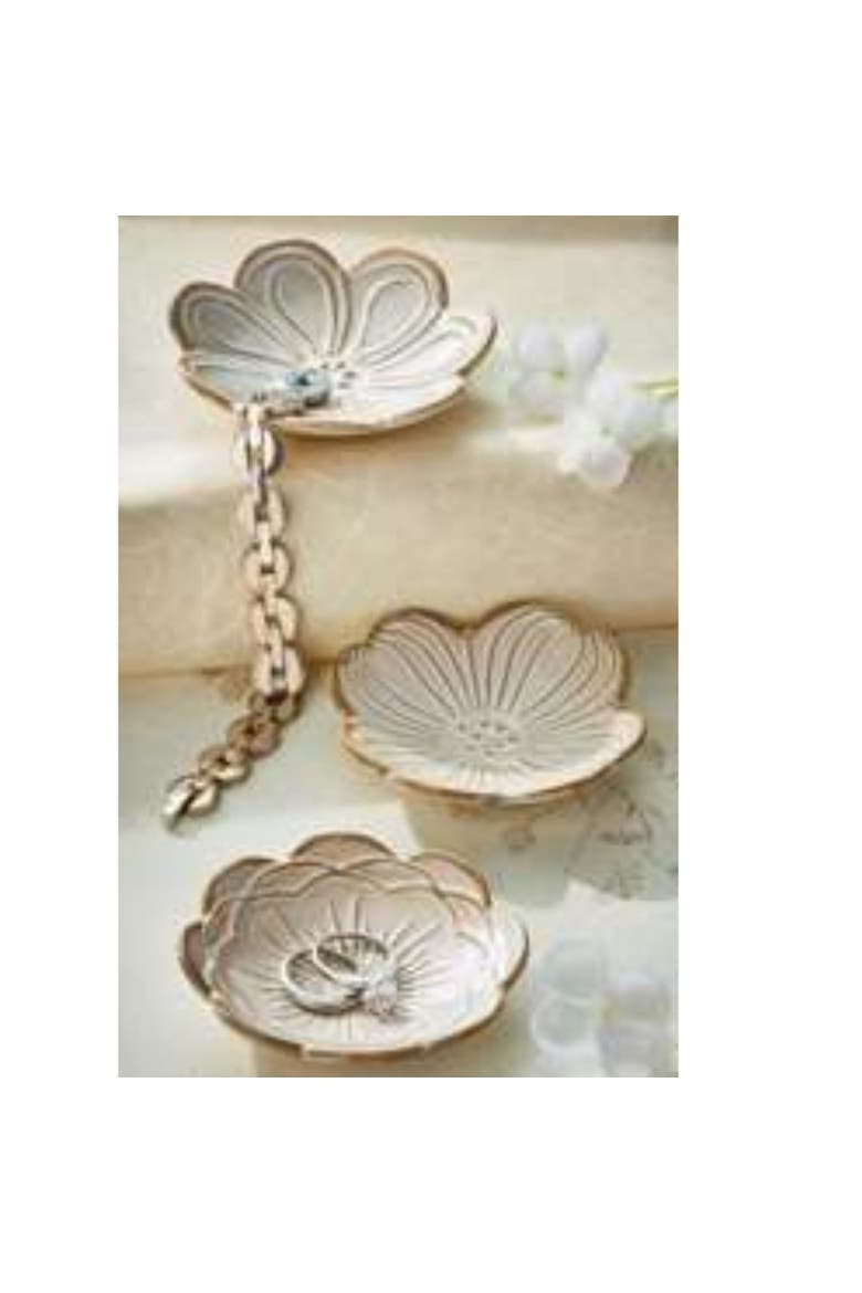Mum Flower Trinket Dish White Stoneware Everyday, Alternate, color, White