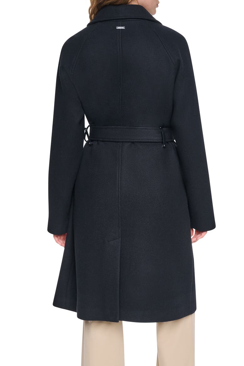 Belted Faux Wool Coat, Alternate, color, BLACK