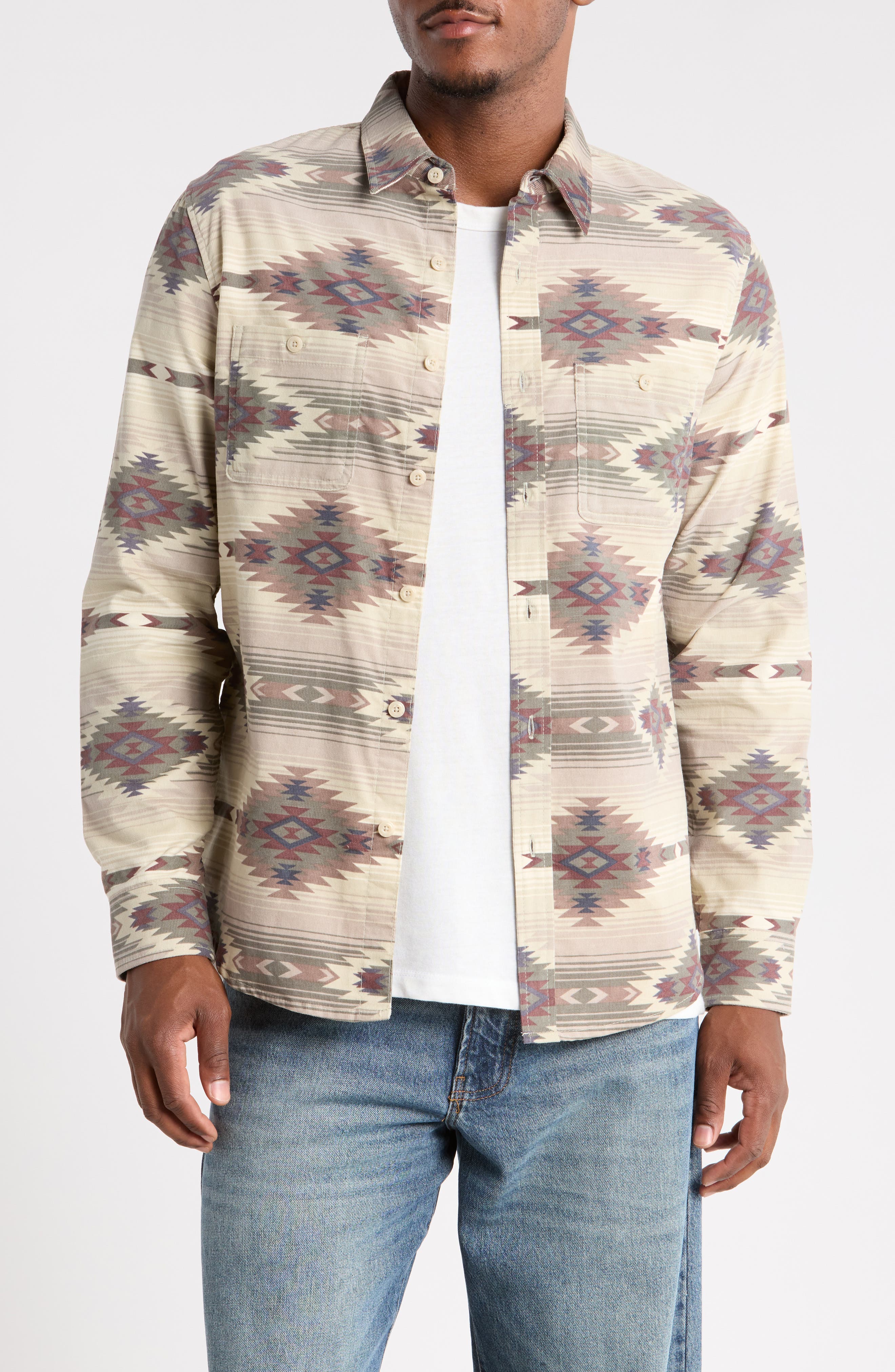 Mason Printed Cotton Corduroy Button-Up Shirt