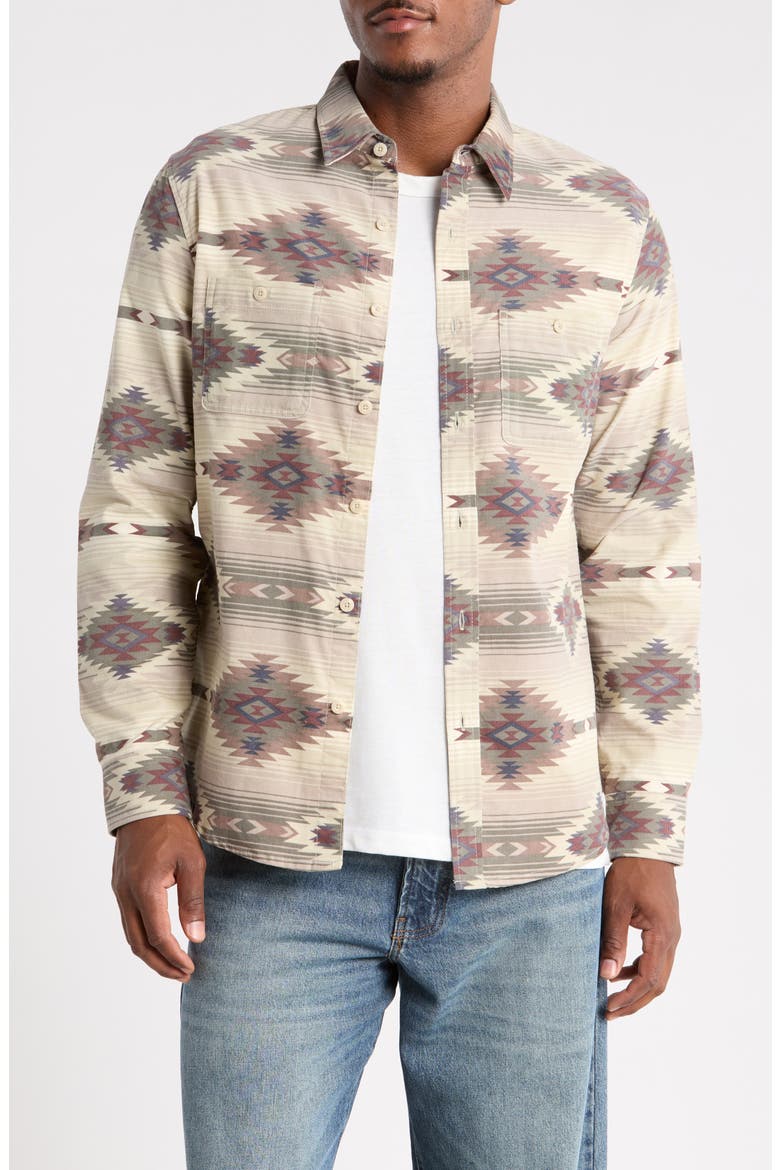 Mason Printed Cotton Corduroy Button-Up Shirt, Main, color, PLAZA TAUPE