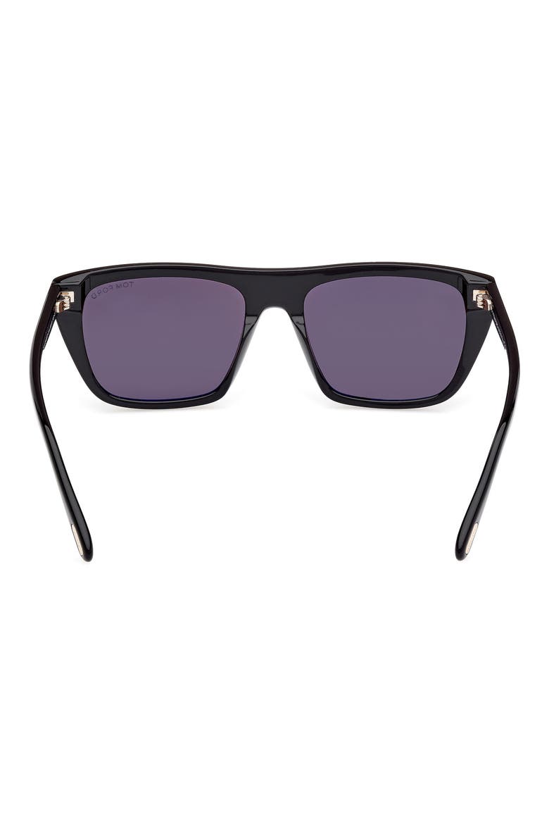 Aslan 56mm Rectangular Sunglasses, Alternate, color, SHINY BLACK / SMOKE