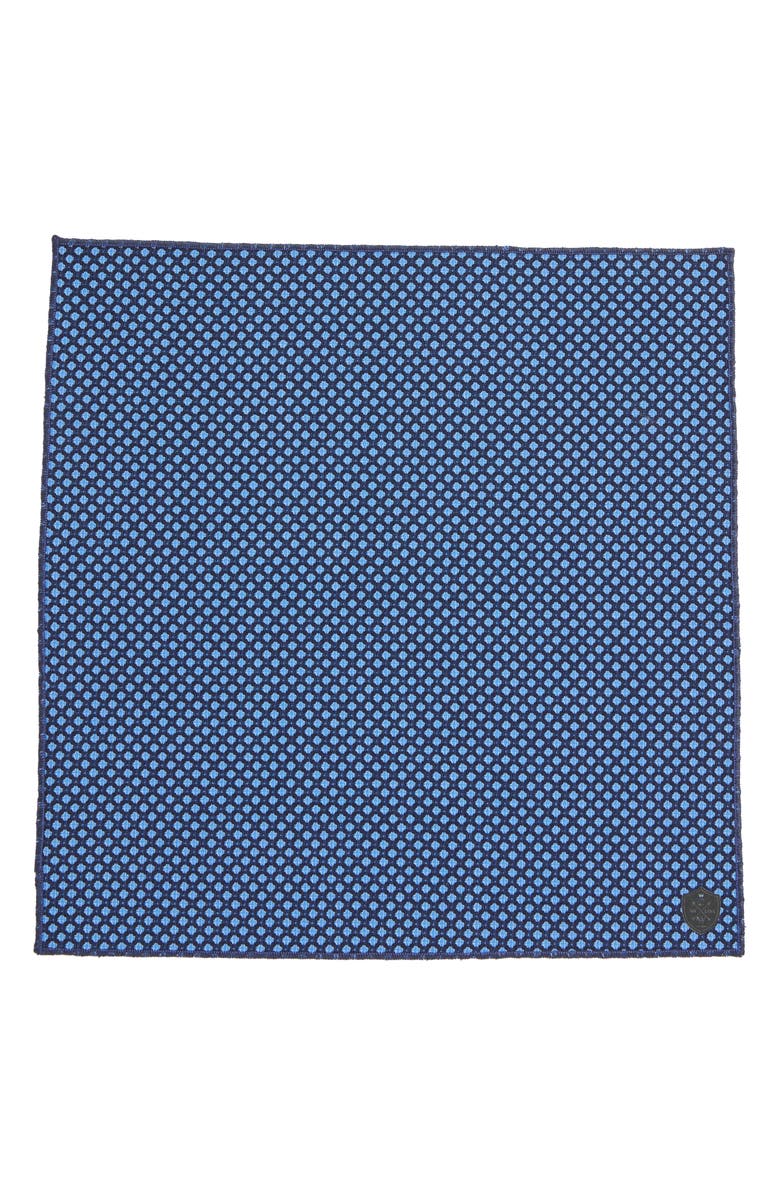 CLIFTON WILSON Diamond Jacquard Wool Pocket Square, Alternate, color, Blue