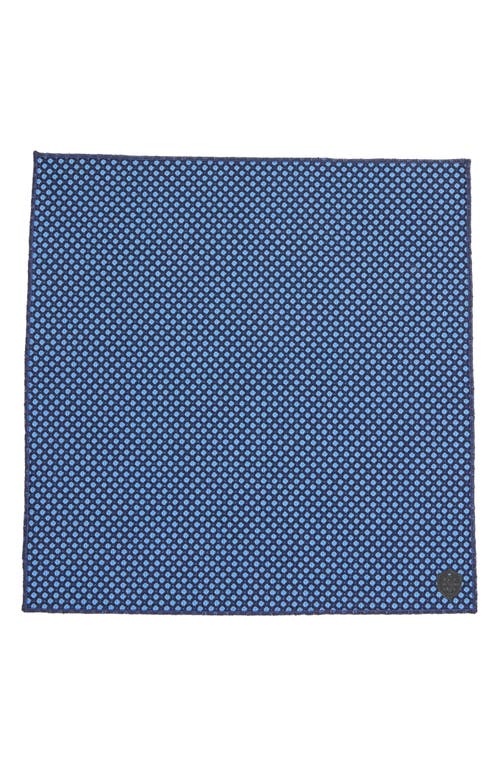 Clifton Wilson Diamond Jacquard Wool Pocket Square In Blue