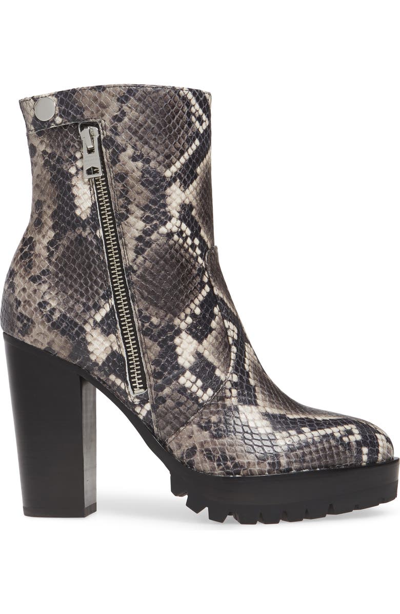AllSaints Ana Bootie, Alternate, color, Black/ White Snake Leather