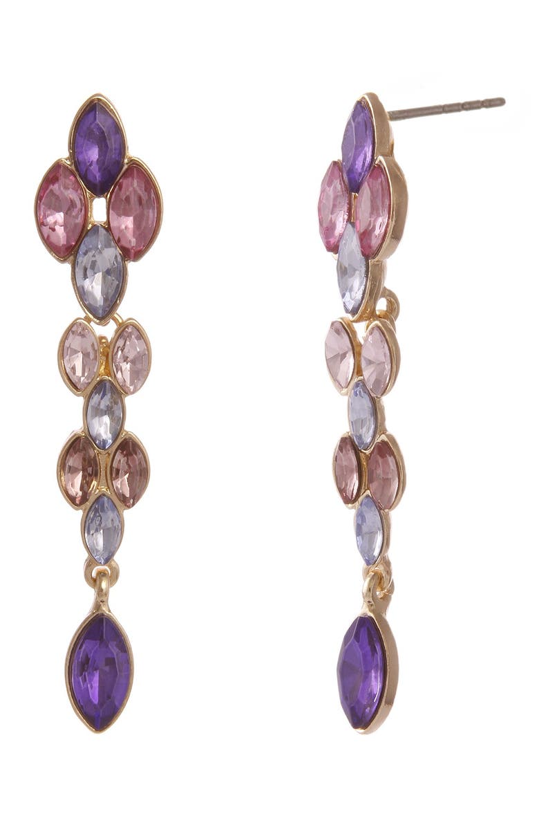 Christian Siriano Linear Multi Colored Stone Drop Earrings, Main, color, 