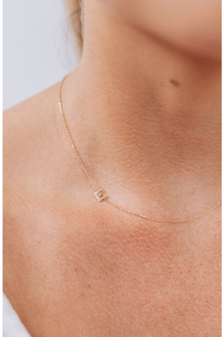 Diamond Initial Necklace, Alternate, color, E