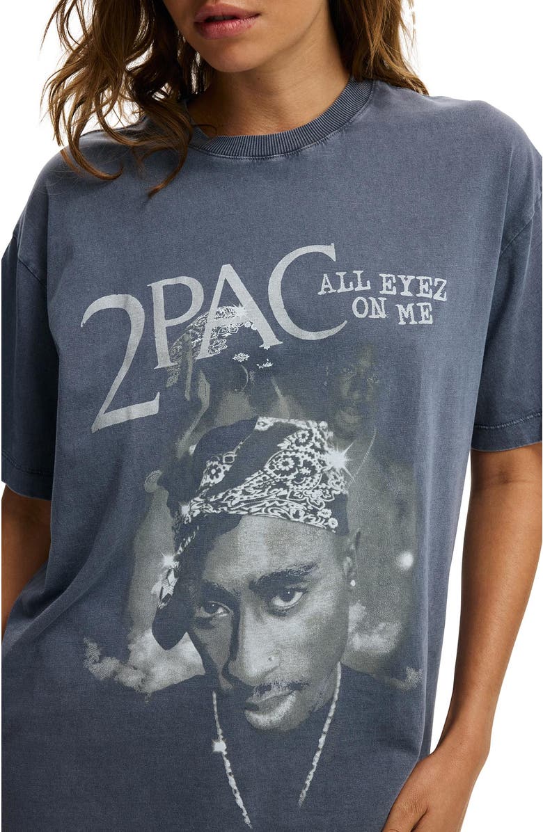 Cotton On Women's The Lcn Music Boxy Graphic Tee, Alternate, color, Tupac Collegiate Blue