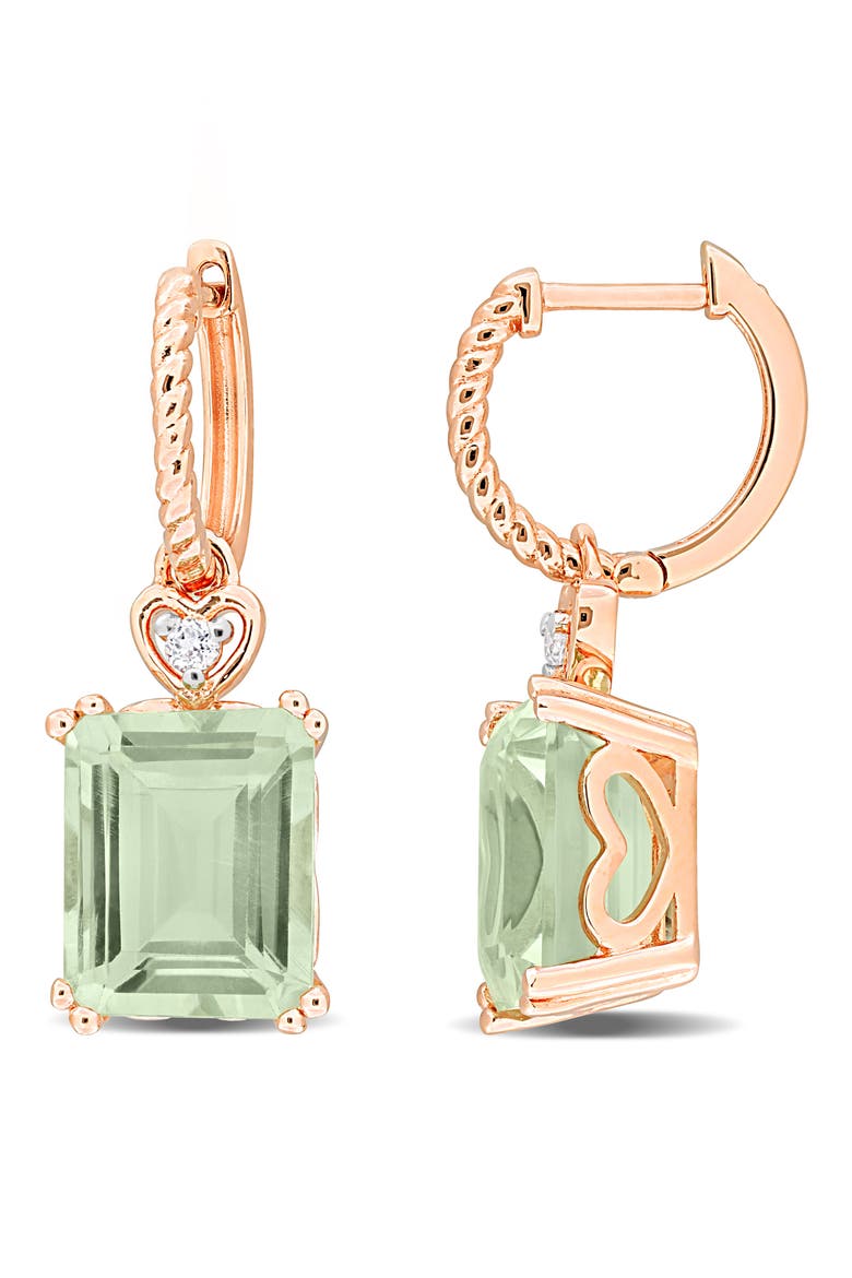 Octagon Cut Gemstone Drop Earrings, Main, color, GREEN