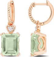 DELMAR Octagon Cut Gemstone Drop Earrings