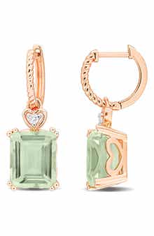 DELMAR Octagon Cut Gemstone Drop Earrings