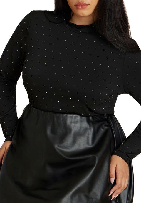 Embellished Mockneck Top