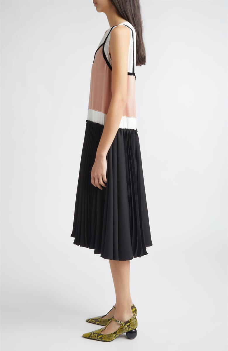 Marni Trompe d'Oeil Satin Midi Dress, Alternate, color, 00N99black