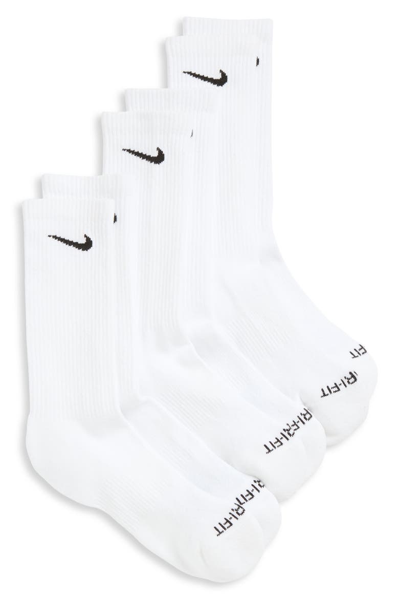 3-Pack Everyday Plus Cushion Crew Training Socks, Main, color, 100 WHITE/BLACK