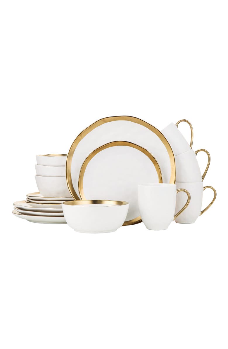 Stone Lain Florian Porcelain 16-Piece Dinnerware Set, Main, color, White