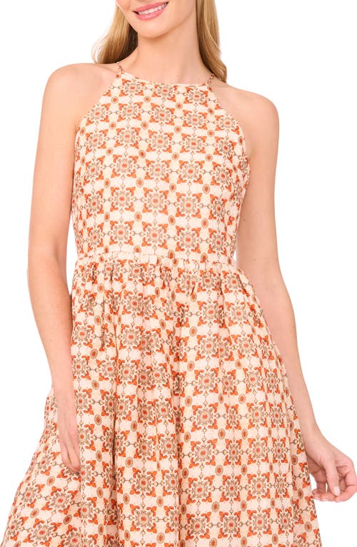 Ted Baker Mixed Geo Print Linen Midi Dress In Orange