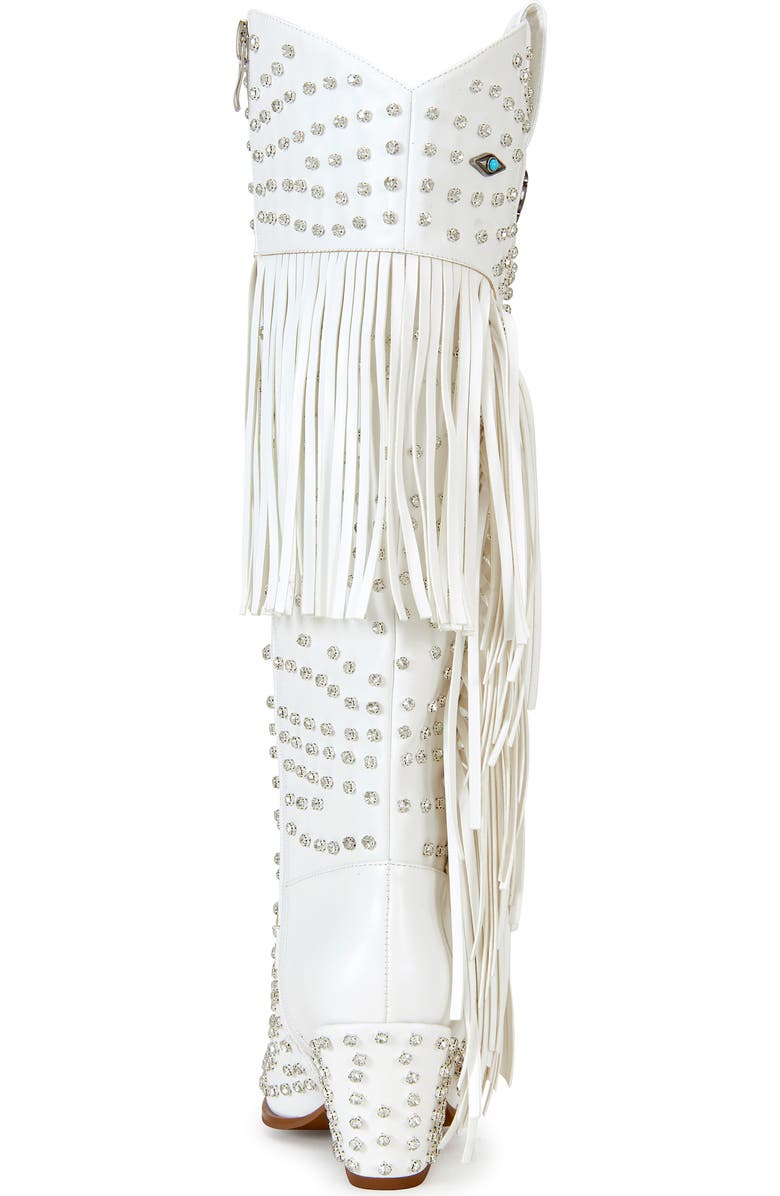 AZALEA WANG Bennett Fringe Cowboy Boot, Alternate, color, White