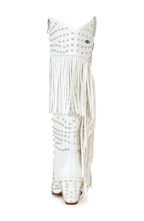 Azalea Wang Bennett Fringe Cowboy Boot In White
