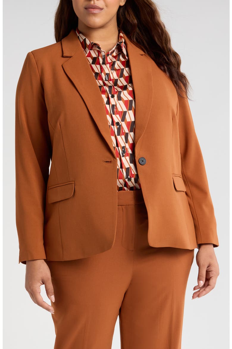 One-Button Blazer, Main, color, COGNAC BLACK