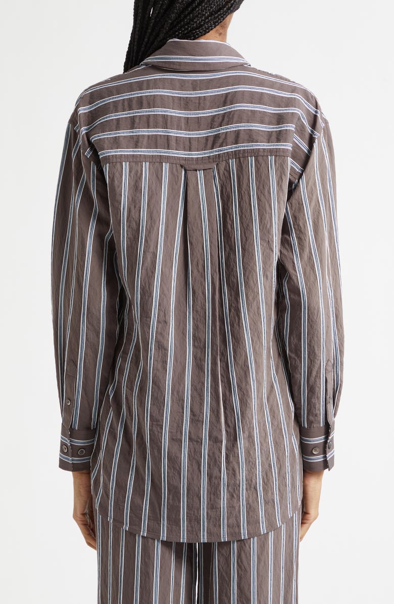 Veronica Beard Lloyd Stripe Woven Shirt, Alternate, color, Dark Mocha