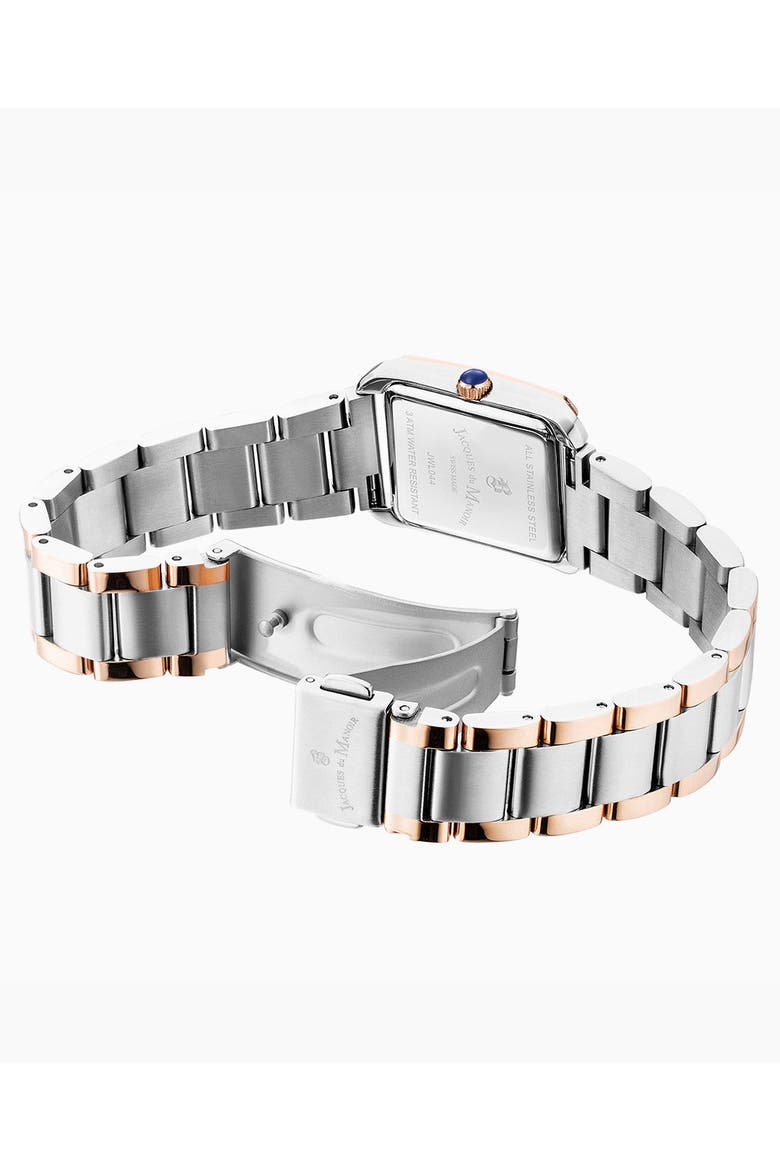 Emily - 22mm, White Dial, Two-Tone Rose & Silver Rectangular Ladies Watch, Alternate, color, White