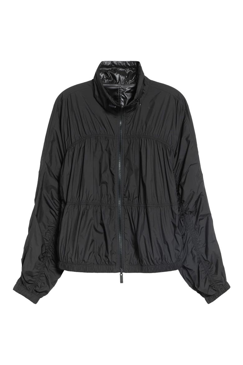 Gathered Zip Windbreaker, Main, color, SOLID BLACK