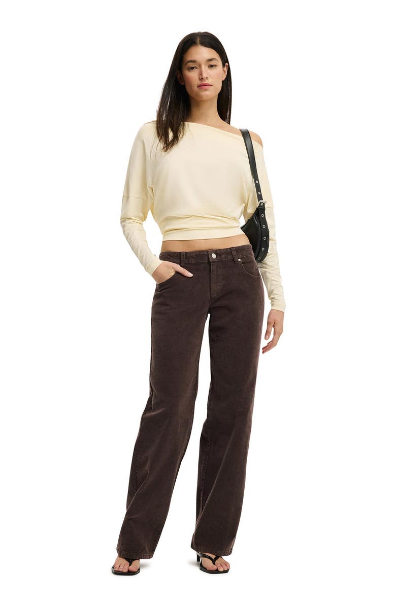 Cotton On Women's Low Rise Straight Cord Pant, Alternate, color, Washed Seal Brown