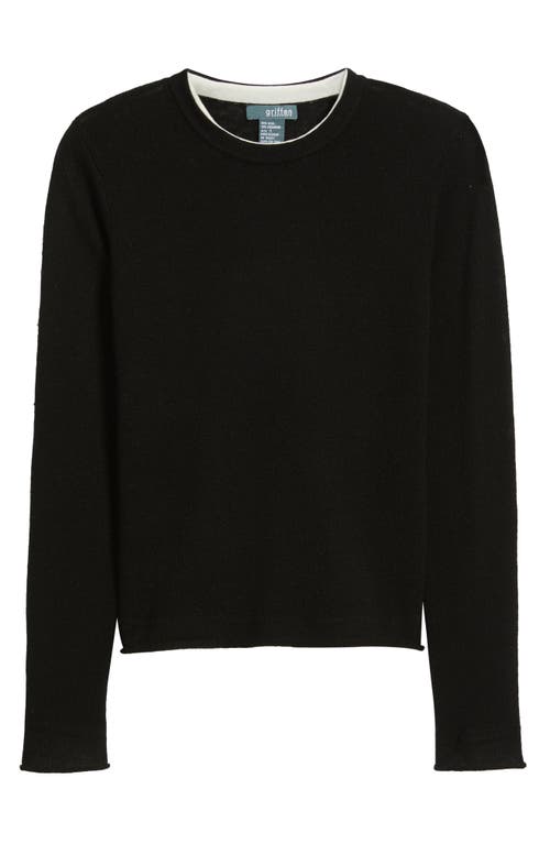 Griffen Double Trim Wool & Cashmere Crewneck Sweater In Blue