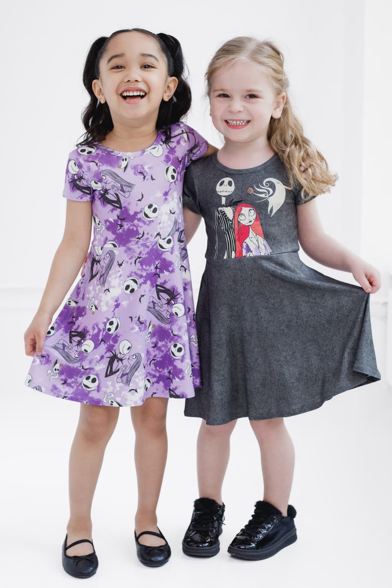 Nightmare Before Christmas 2-Pack Skater Dresses, Alternate, color, Jack Sally Purple Grey