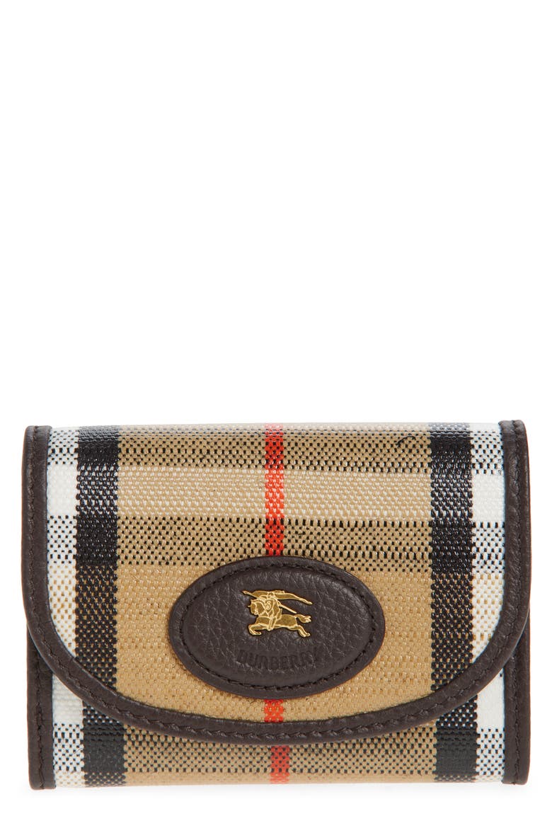 Highlands Check Coated Canvas Compact Wallet, Main, color, SAND