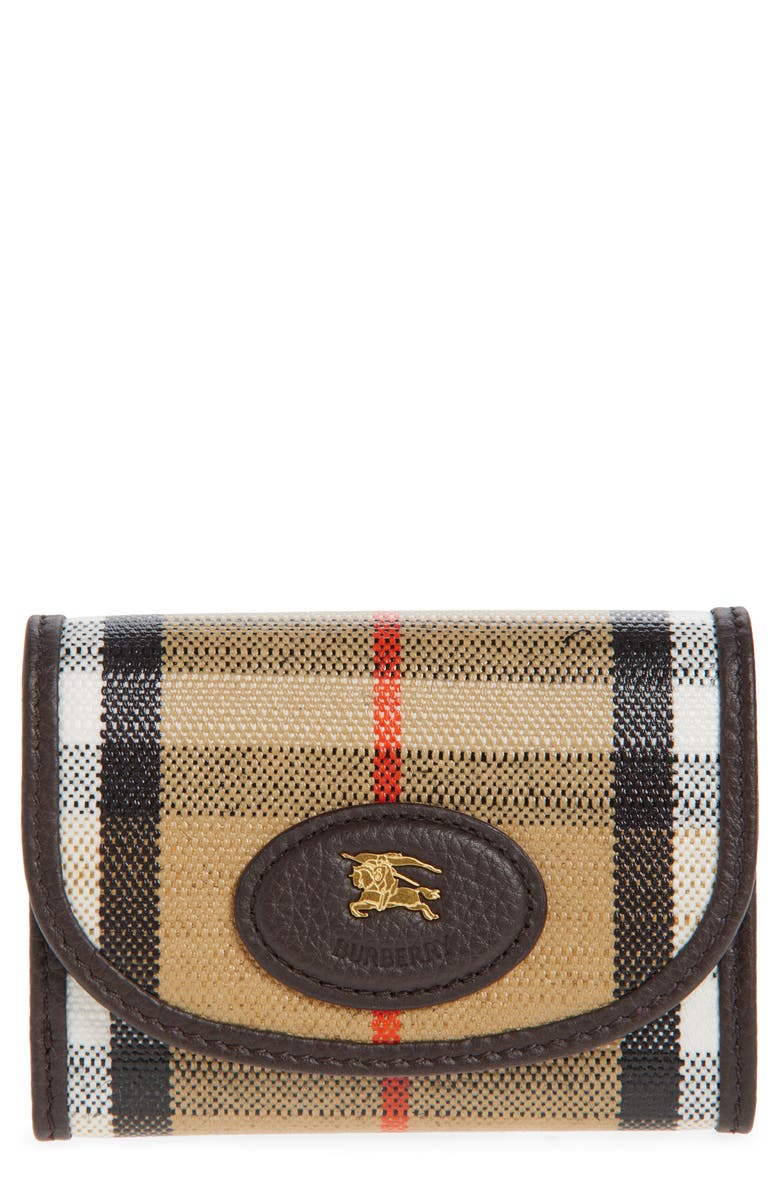 Burberry Highlands Check Coated Canvas Compact Wallet, Main, color, Sand