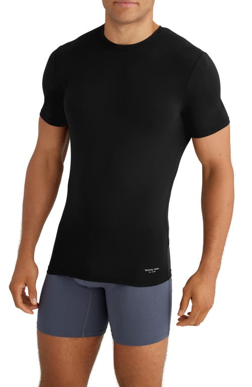 Tommy John 3-pack Second Skin Stay Tucked Crewneck Undershirts In Black