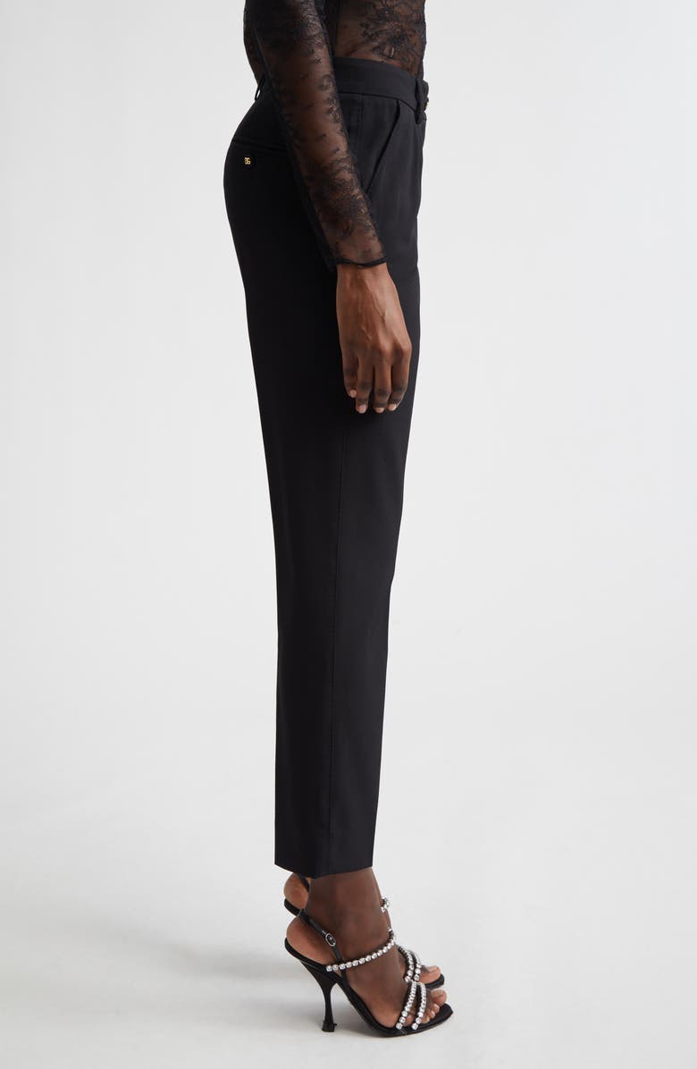 Dolce&Gabbana Low Rise Stretch Wool Ankle Pants, Alternate, color, Nero
