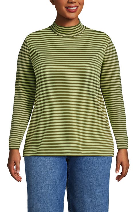 Relaxed Cotton Long Sleeve Mock Turtleneck