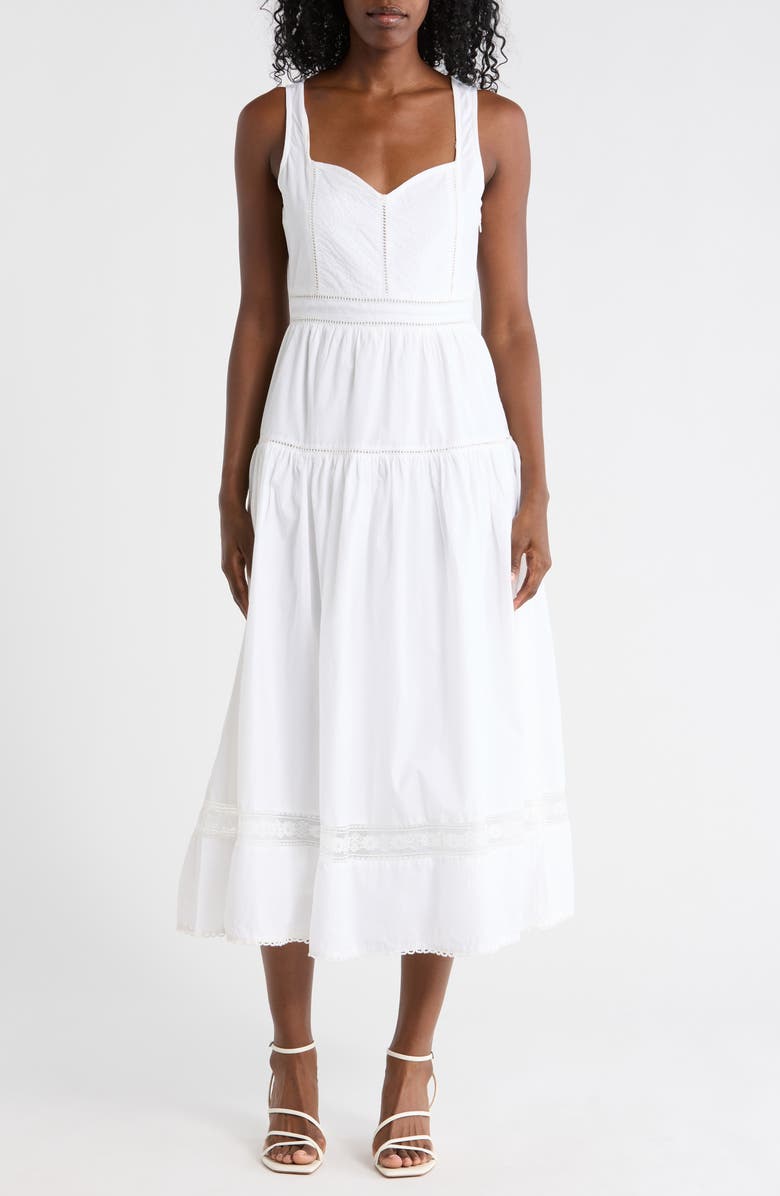 Maisie Cotton Poplin Midi Dress, Main, color, White