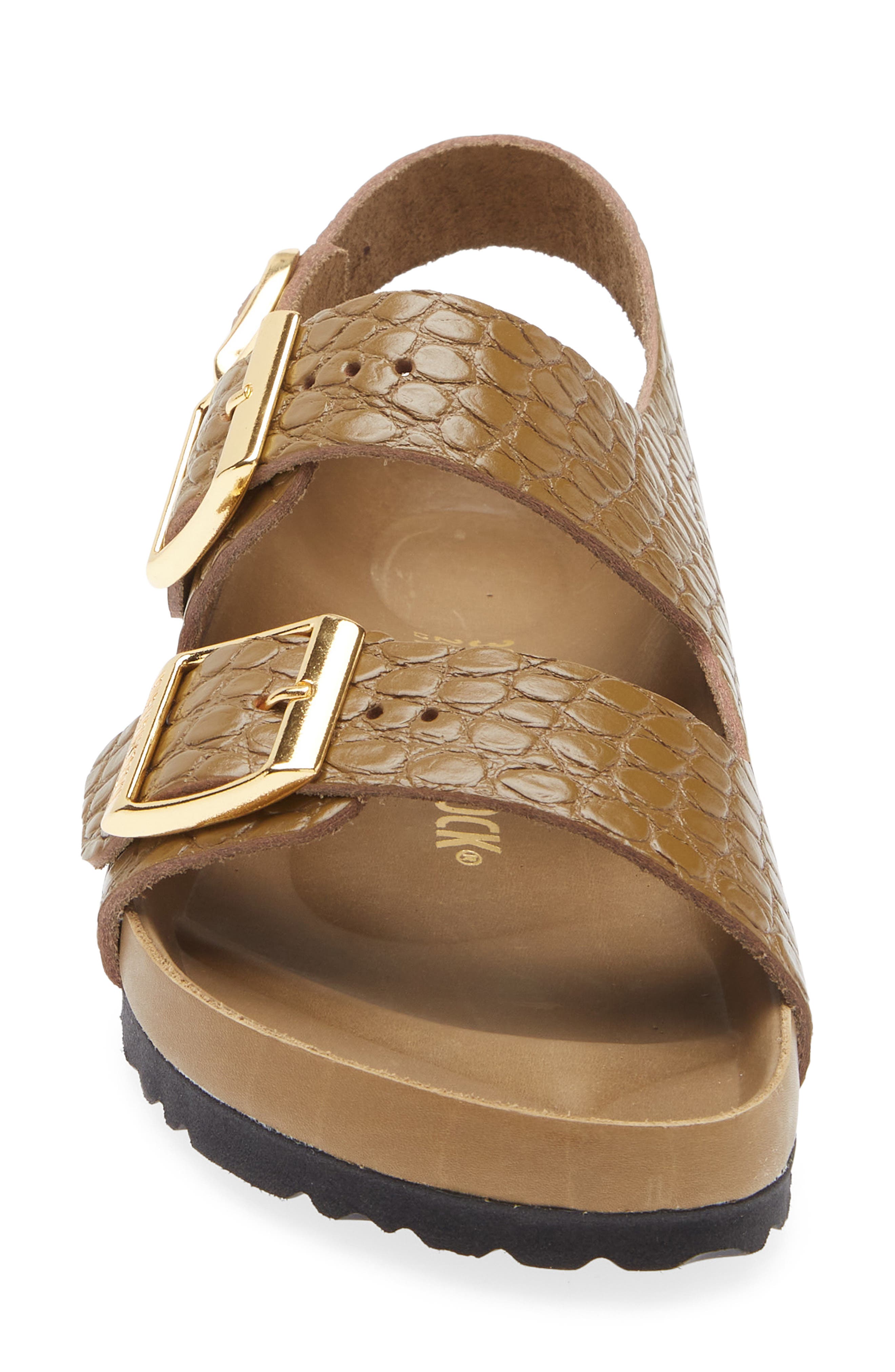Birkenstock Milano Reptile Embossed Slingband Sandal, Alternate, color, Mud Green