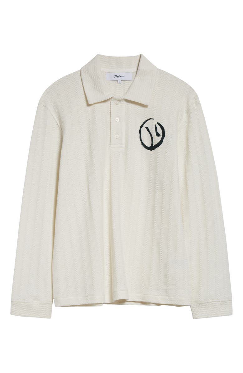 PALMES Embroidered Pointelle Polo Sweater, Alternate, color, Off White