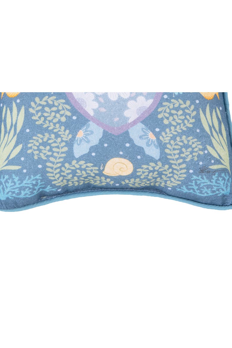 Turtle Coral Cotton Blend Printed Mini Accent Pillow 10" x 10", Alternate, color, Blue