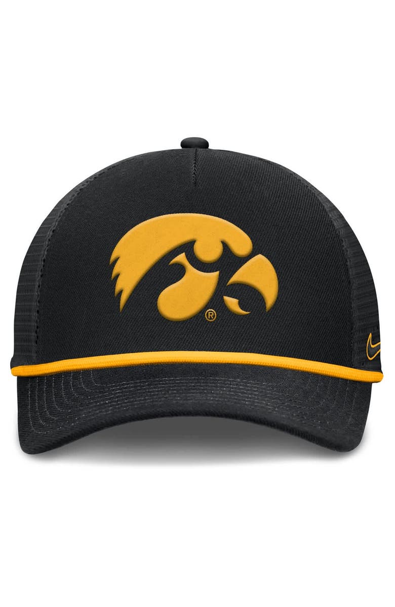 Nike Men's Nike Black Iowa Hawkeyes Rise Primetime Trucker Adjustable Hat, Alternate, color, 