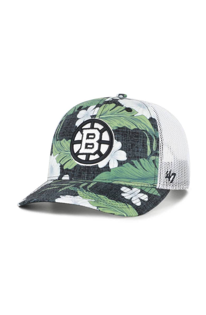 '47 Men's '47 Black/White Boston Bruins Beach Side Adjustable Trucker Hat, Main, color, Black